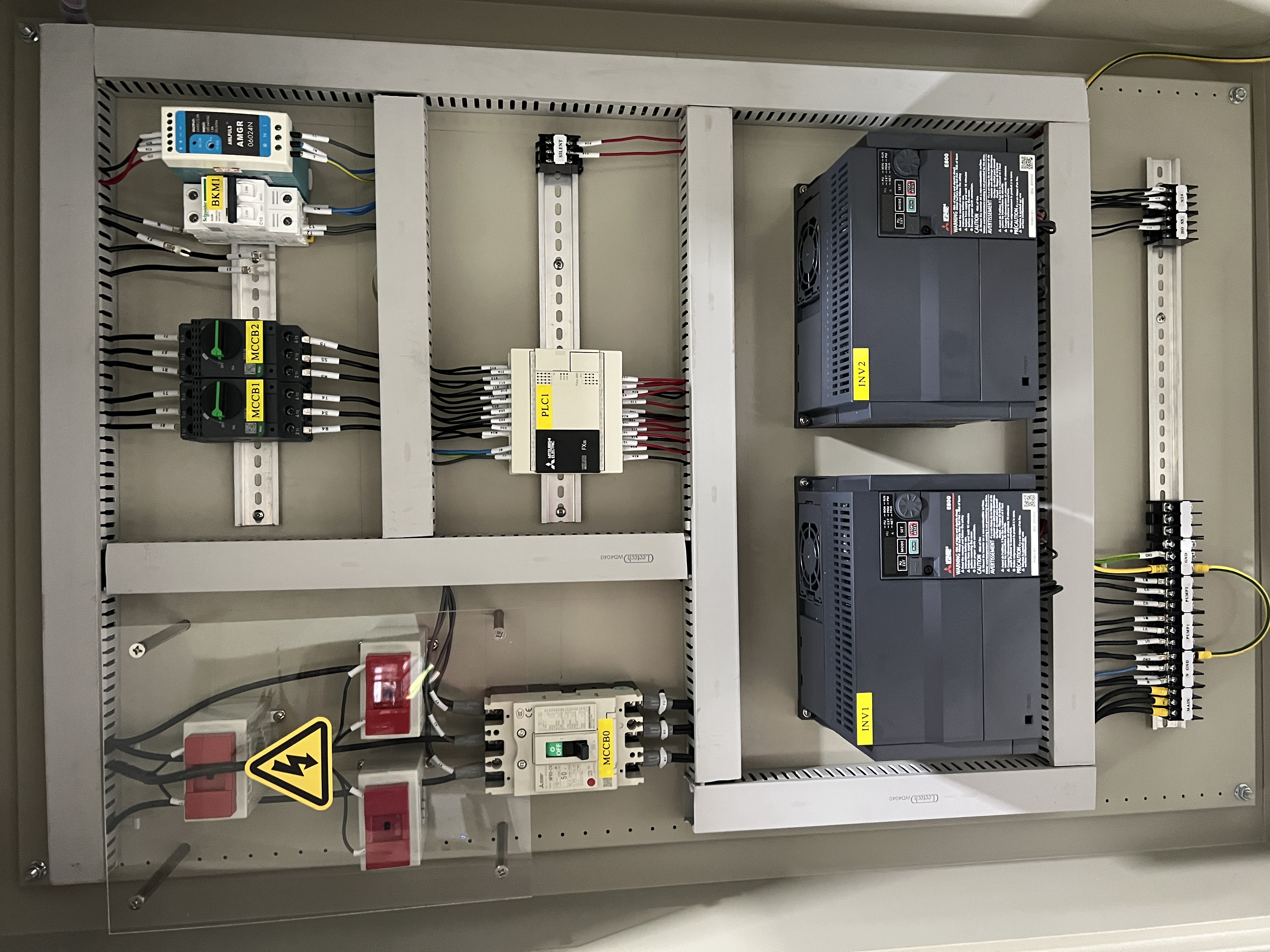 Bio Reactor Control Panel with Mitsubishi PLC & Dual Inverter System